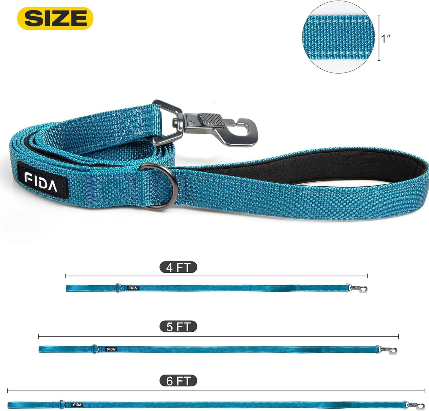 5 FT Heavy Duty Dog Leash with 2 Comfortable Padded Handles, Traffic Handle & Advanced Easy Snap Hook, Reflective Walking Lead for Large, Medium & Small Breed Dogs, Blue